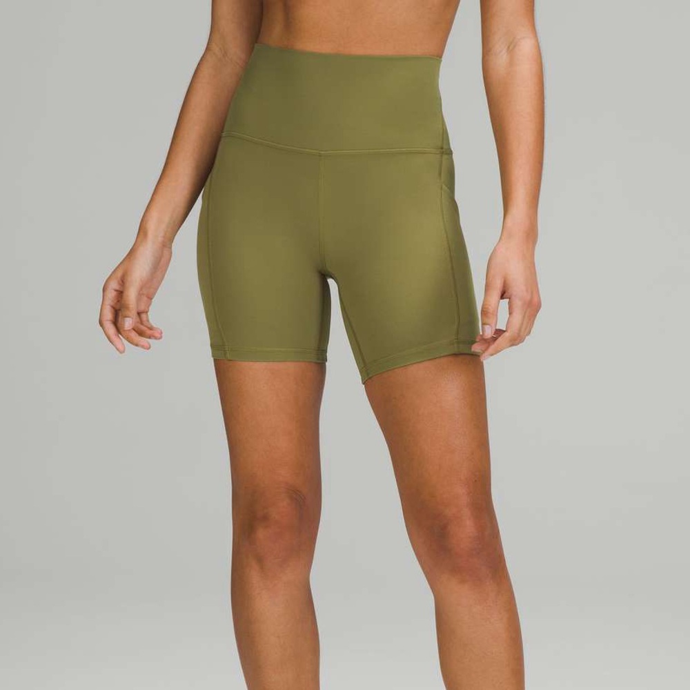 Lululemon Biker Shorts Olive Green 6in Inseam